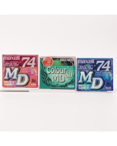 USED Maxell Colour Mini Disc Bundle - Pink Green Blue - New Old Stock